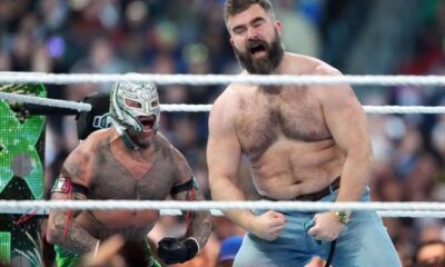 Breaking News: "Taylor Swift’s “brother-in-law.” Jason Kelce was given a new moniker when he made a surprise appearance at WWE Wrestlemania Saturday.