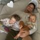 Kansas city chiefs quarterback: Patrick Mahomes Cuddles Kids Sterling and Bronze on the Couch in Adorable Home Photo...